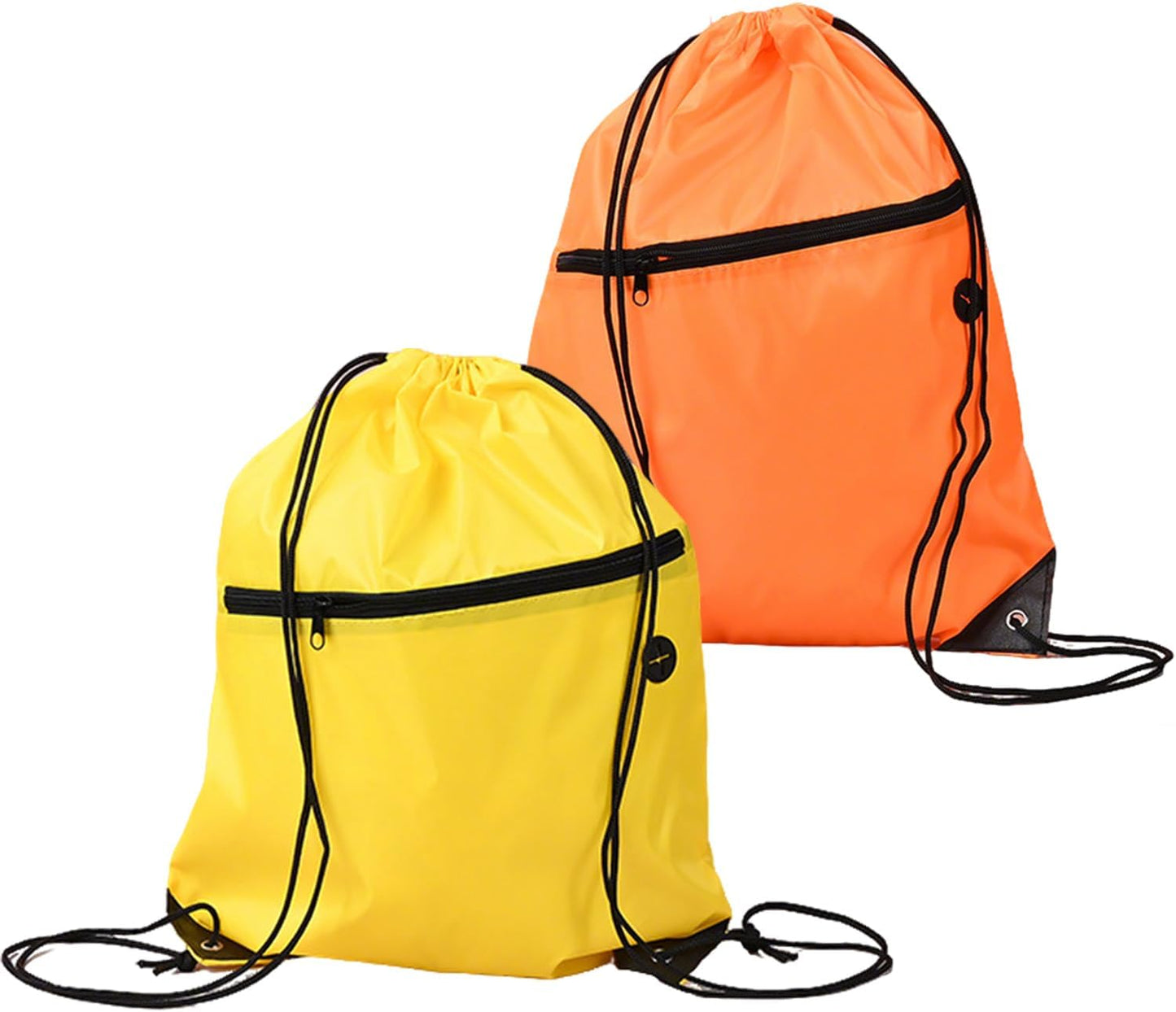 Sac de sport à cordon: fermeture zippée, réglable, Lot de 2, jaune