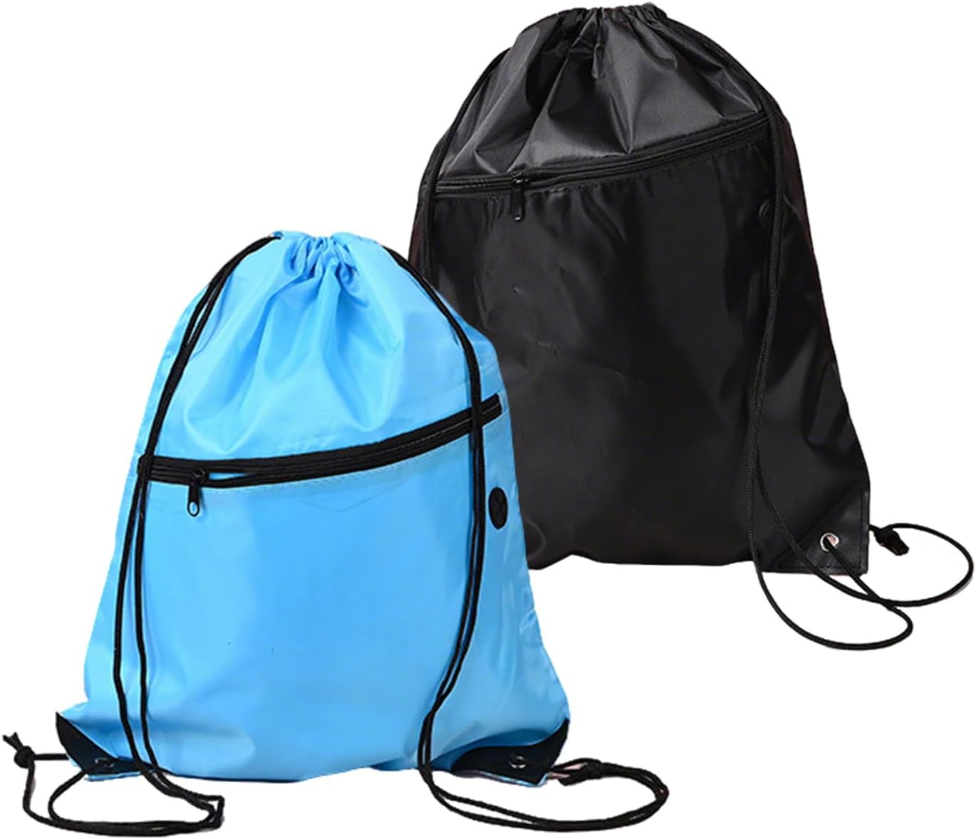 Sac de sport à cordon — fermeture zippée, réglable, Lot de 2, noir