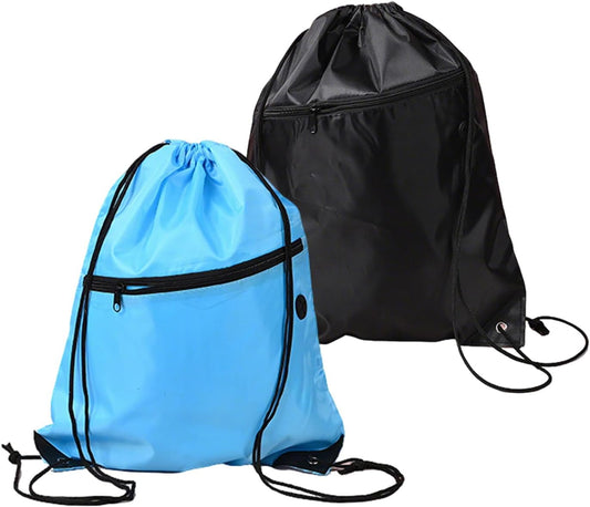 Sac de sport à cordon — fermeture zippée, réglable, Lot de 2, noir